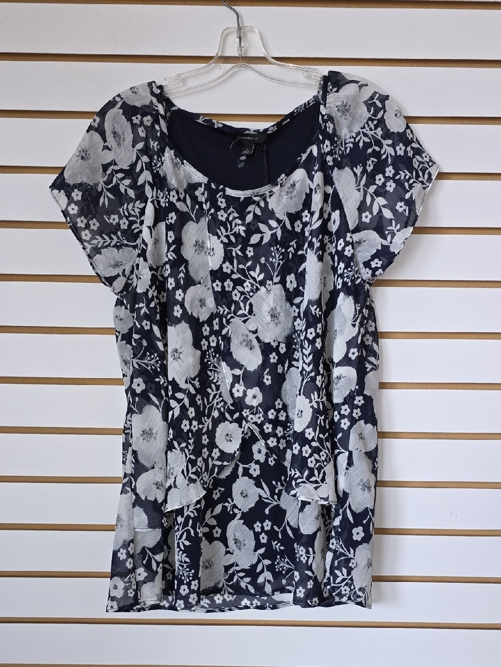 Floral Navy Blouse 1x